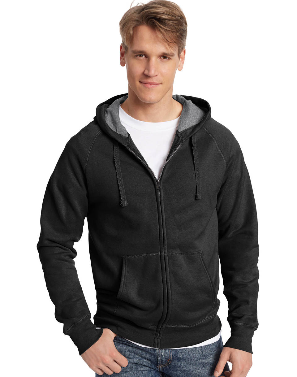 Hanes Mens Ecosmart Full-Zip Hooded Sweatshirt